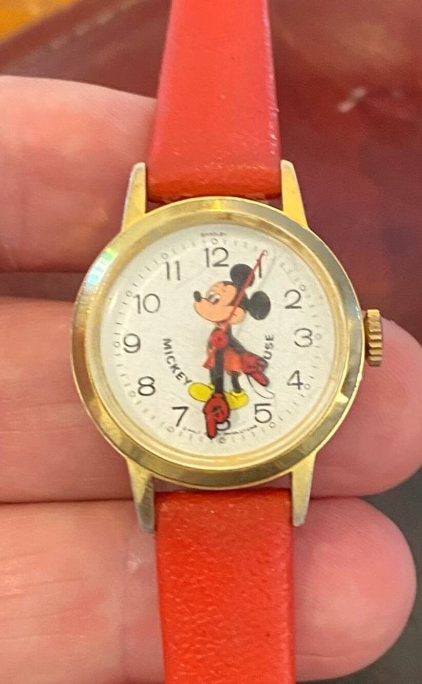 VTG Women's 28mm Gold Tone Mickey Mouse, Walt Disney, Bradley Time, Manual Wind
